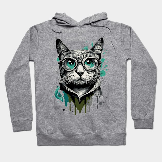 Cat with glasses - Cool Cat with sunglasses Hoodie by BigWildKiwi